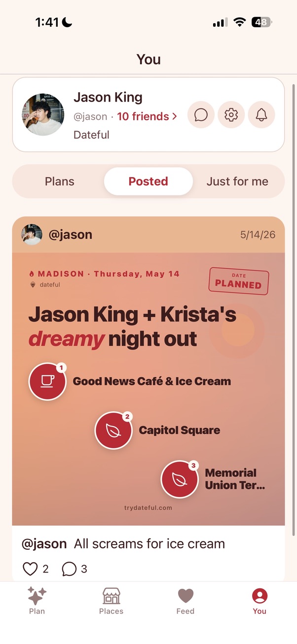 A planned date showing Good News Café, Capitol Square, and Memorial Union Terrace